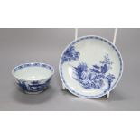 A Chinese blue and white Nanking cargo tea bowl and saucer, diameter 11.5cm