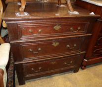 A 17th century style oak three drawer chest, W.83cm, D.54cm, H.78cm