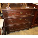 A 17th century style oak three drawer chest, W.83cm, D.54cm, H.78cm