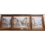 Burnett, three oils on board, Paris scenes, signed, 30 x 40.5cm