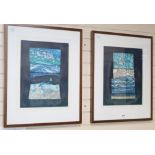 Brenda Hartill, two artist proof prints, aquatints with mixed media, 'Silver Meltdown III' and '