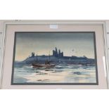 Ronald Moore, watercolour, Dunstanburgh Castle, Northumberland, signed, 31 x 47cm