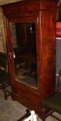 A 19th century French figured mahogany mirrored armoire, W.100cm, D.44cm, H.204cm
