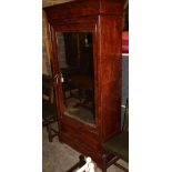 A 19th century French figured mahogany mirrored armoire, W.100cm, D.44cm, H.204cm