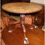 A 19th century oak circular tripod tea table, diameter 84cm