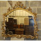 A reproduction gilt framed overmantel mirror, W.112cm, H.114cm