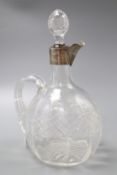 A late Victorian silver mounted glass claret jug, Birmingham 1901, 24cm