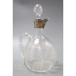 A late Victorian silver mounted glass claret jug, Birmingham 1901, 24cm