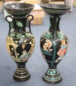 A pair of large Etruscan design terracotta floor vases, height 81cm