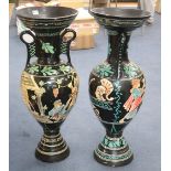 A pair of large Etruscan design terracotta floor vases, height 81cm