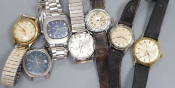 A Rotary and a Romaer watch and 5 other wrist watches