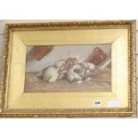 E. Thomas, watercolour, Study of dead pigeons, signed, 21 x 36cm