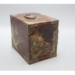 A Japanese lacquer table cabinet, height 18cm (locked)