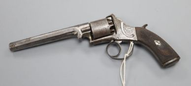 An Adams pattern spurless double action 5-shot percussion cap revolver