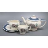 A Susie Cooper blue Dahlia teaset