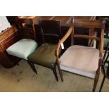 A Regency mahogany elbow chair and two dining chairs