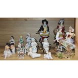 Assorted 20th century Continental porcelain figures, tallest 30cm