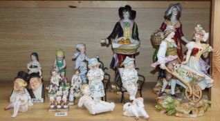 Assorted 20th century Continental porcelain figures, tallest 30cm