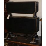 A late Victorian aesthetic movement galleried ebonised two tiered Sutherland table, W.60cm, D.