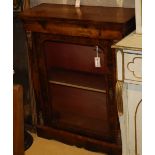 A Victorian figured walnut and tulip wood banded pier cabinet, W.83cm, D.34cm, H.102cm