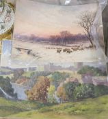 A collection of unframed landscape oils and watercolours, including William Graham Buxton (exh.