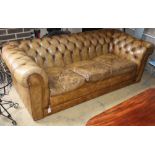 A pale brown leather buttoned Tetrad Chesterfield settee, W.205cm, D.94cm, H.70cm