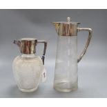 A Hukin & Heath hobnail glass claret jug and another, tallest 28.5cm