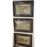 After Cecil Aldin (1870-1935) - Three coloured hunting lithographs, with original oak frames and oak