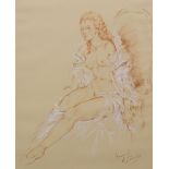 Franco Matania, pastel, Seated female nude, signed, 42 x 34cm, unframed