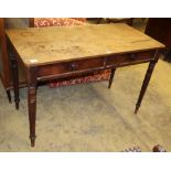 An early Victorian mahogany two drawer side table, W.117cm, D.58cm, H.76cm