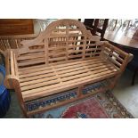 A teak Lutyens style garden bench, W.166cm, D.50cm, H.107cm