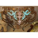 A painted wrought iron console table base, W.110cm, D.41cm, H.110cm