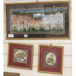 An Indian gouache of a Royal procession, 22 x 48cm and a two Indian painting of Caparisoned