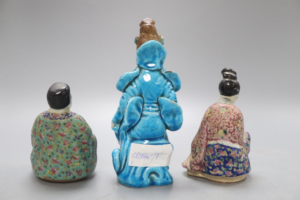 Three Chinese porcelain figures, tallest 18.5cm - Bild 2 aus 6