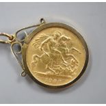 A gold half sovereign pendantCONDITION: It is a half sovereign