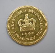 A George III gold third guinea 1808, EF.