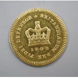 A George III gold third guinea 1808, EF.