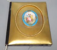 A Sevres style gilt metal ink blotter