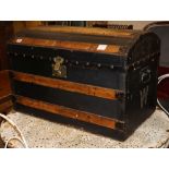 A late Victorian domed top trunk, W.75cm, D.46cm, H.50cm