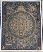 A Tibetan painted and gilt fabric thangka, 48 x 38cm
