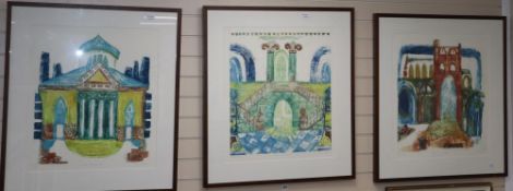 Helen Boden, three limited edition prints, 'Ruins of Jumieges', 7/10, artist proof, 'Villa Rotunda