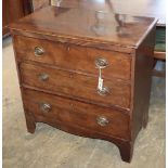 A small Regency mahogany three drawer chest, W.76cm, D.42cm, H.76cmCONDITION: The top has been