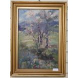 Blanche Mathews, oil on canvas, 'Fleeting blossom in the Kentmere valley, signed, 55 x 37cm