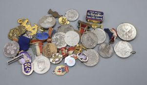 A collection of 20th century mixed badges and Coronation medals