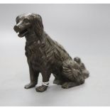 A Victorian bronze dog with spring loaded hinged jaw, H.10.5cm