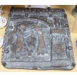 A bronze cast panel reproduced from the western doors of San Zeno church in Verona, 54 x 45cm