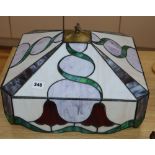 A Tiffany style leaded stained glass ceiling shade, 41cm sq.
