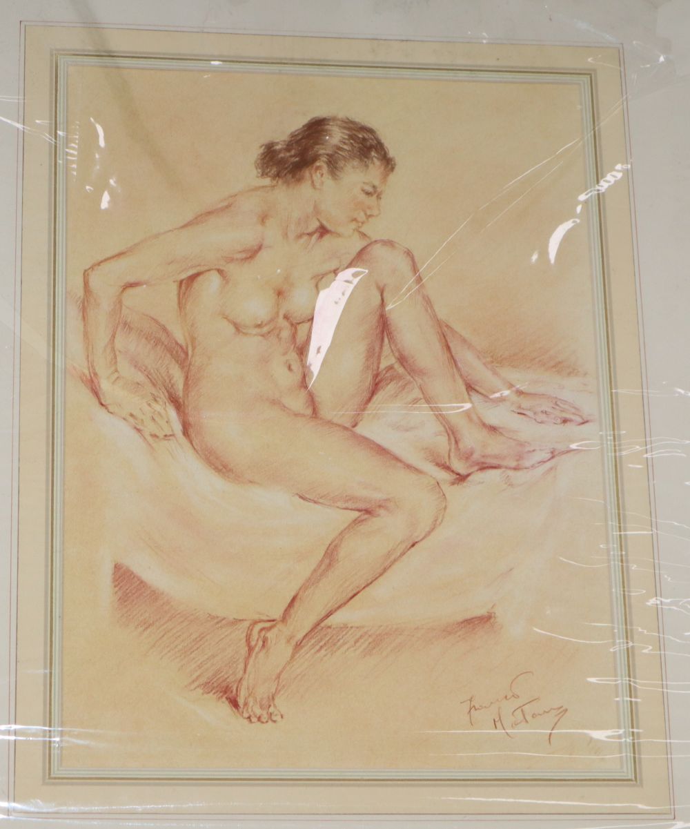 Franco Matania (1922-2006), pastel, Seated female nude, signed, 38 x 28cm, unframed