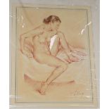 Franco Matania (1922-2006), pastel, Seated female nude, signed, 38 x 28cm, unframed