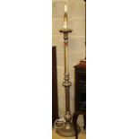 A silvered carved wood lamp standard, with spiral and fluted column, H.160cm